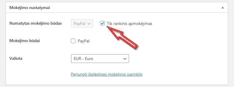 Mokėjimo nustatymai