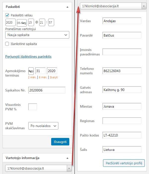 Sąskaitos faktūros išsaugojimas