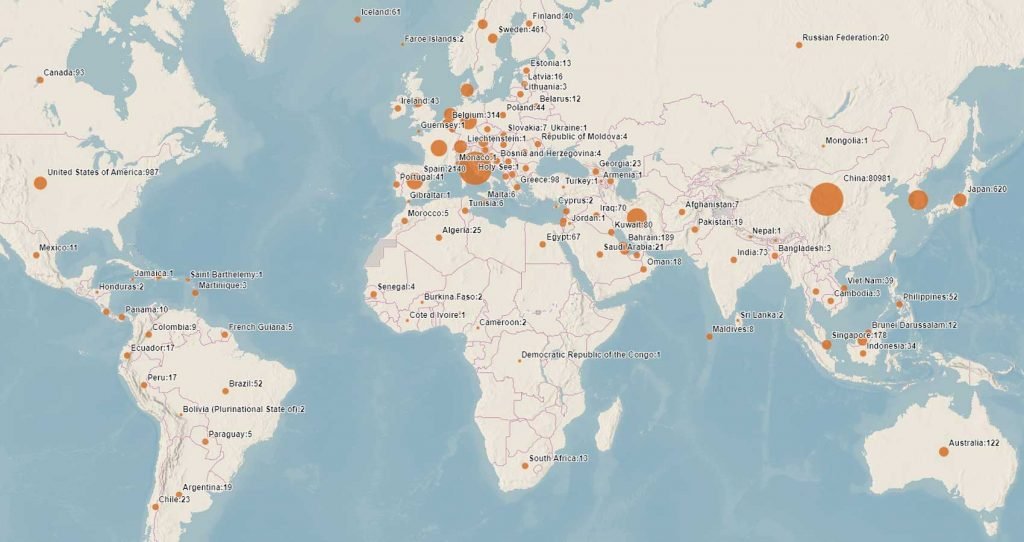 Koronaviruso (COVID-19) išplitimas pasaulyje 2020-03-12